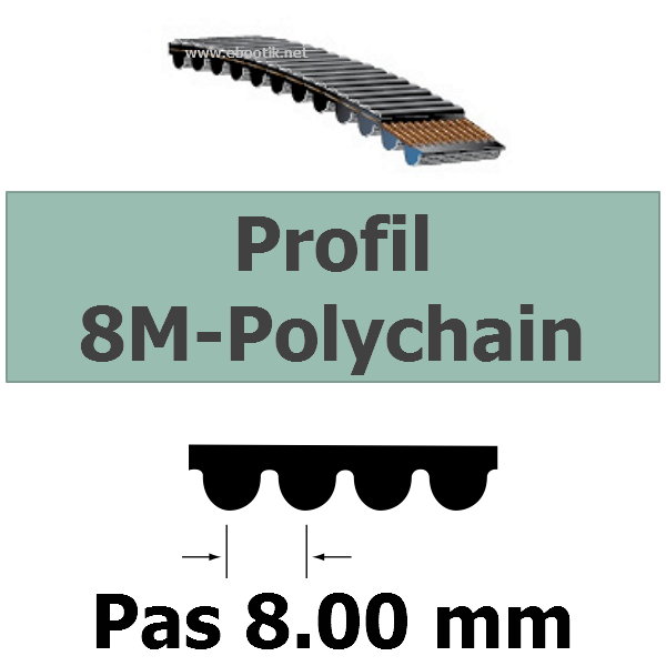 COURROIE CRANTEE 8M-PC2-248/21 mm POLYCHAIN