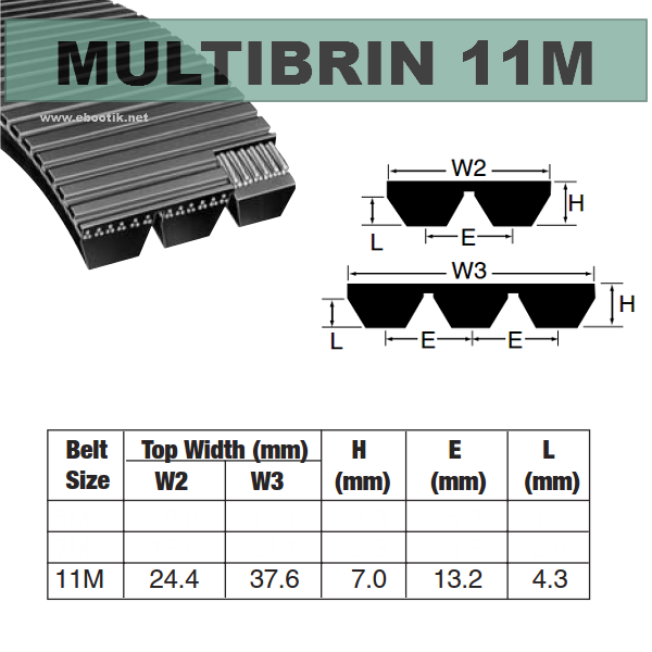COURROIE TRAPEZOIDALE 11M925x3 Brins PU