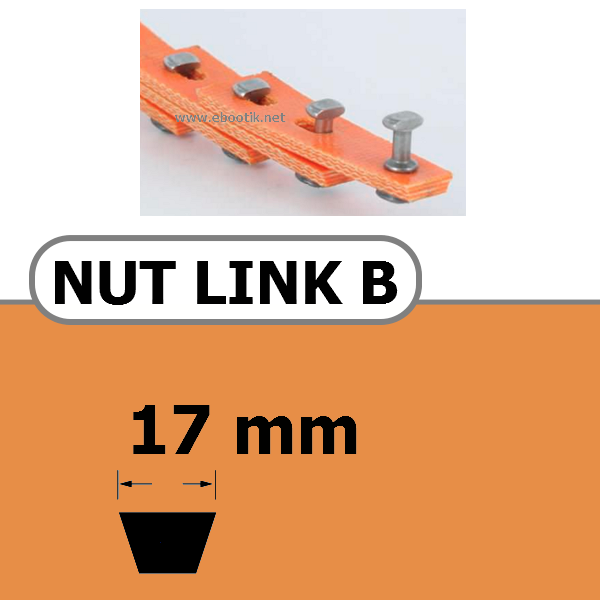 COURROIE TRAPEZOIDALE A MAILLONS NUT LINK AVEC RIVETS METALLIQUE B 17 x 11 mm