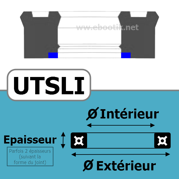JOINT U / PISTON 40X48X8 UTSLI  UT PU/Polyuréthane Bleu 94