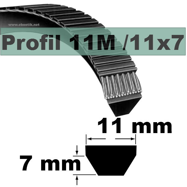 COURROIE TRAPEZOIDALE 11M1250 POLYURETHANE