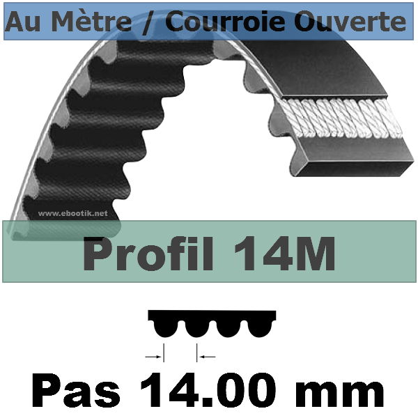 Courroie Crantée/Linéaire 14M40 mm Acier Vendue au mètre