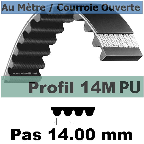 Courroie Crantée/Linéaire 14M40 POLYURETHANE Vendue au mètre