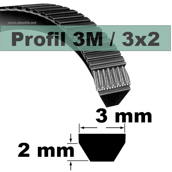 COURROIE TRAPEZOIDALE 3M200 POLYURETHANE