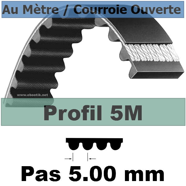 Courroie Crantée/Linéaire 5M09 mm Acier Vendue au mètre