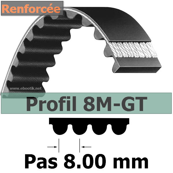 COURROIE CRANTEE 8M-GT3-1040/20 mm Renforcée