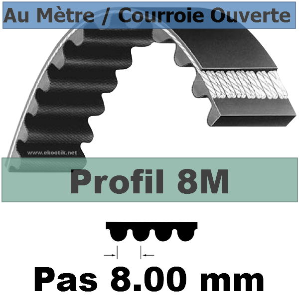 Courroie Crantée/Linéaire 8M10 mm Acier Vendue au mètre