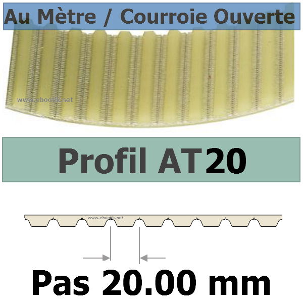 Courroie Crantée/Linéaire AT20-75 POLYURETHANE Vendue au mètre