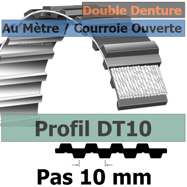 Courroie Crantée/Linéaire DT10-16 POLYURETHANE Vendue au mètre