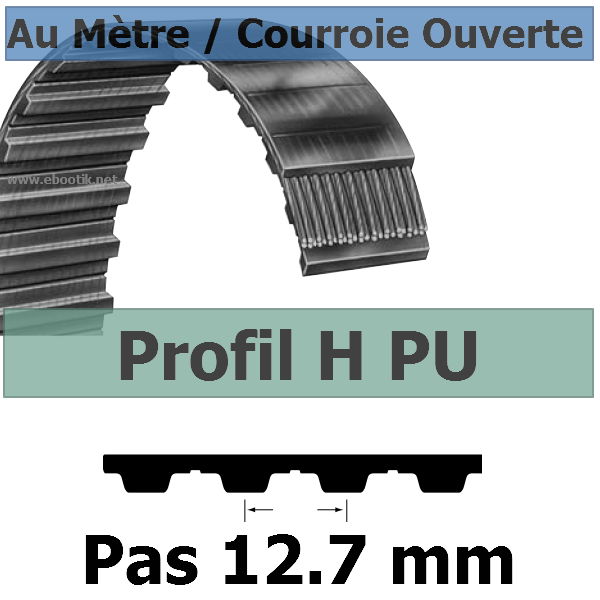 Courroie Crantée/Linéaire H075 KEVLAR POLYURETHANE Vendue au mètre