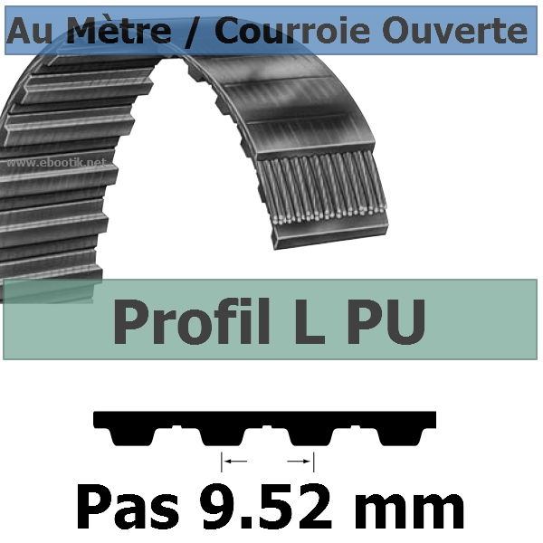 Courroie Crantée/Linéaire L050 KEVLAR POLYURETHANE Vendue au mètre