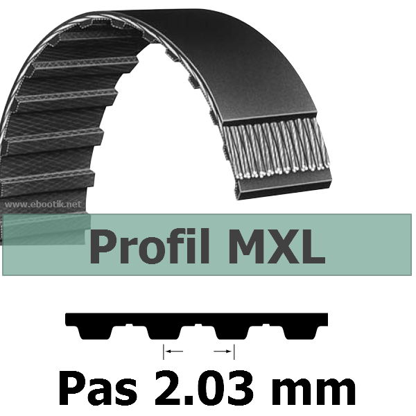 COURROIE DENTEE 59MXL025 PAS 2.032 mm / LARGEUR 6.35 mm