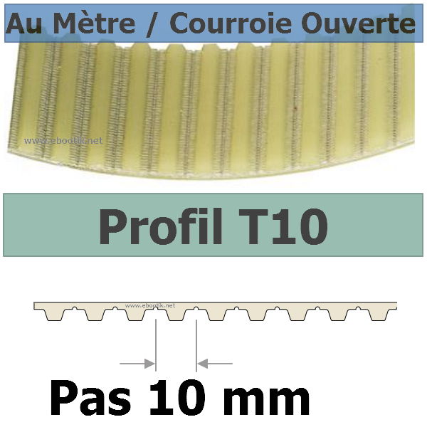 Courroie Crantée/Linéaire T10-12 POLYURETHANE Vendue au mètre