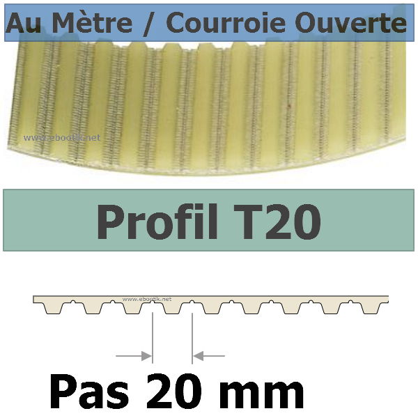 Courroie Crantée/Linéaire T20-32 POLYURETHANE Vendue au mètre