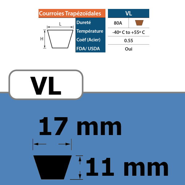 111360012-COURROIE TRAPEZOIDALE VL17