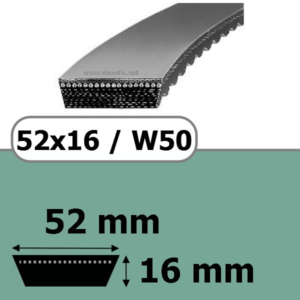 COURROIE VARIATEUR 52x16x1725 = 1800W50