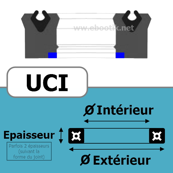 JOINT U / PISTON 57.15X69.85X9.52 UCI <br>UC PU/Polyuréthane Bleu¤94