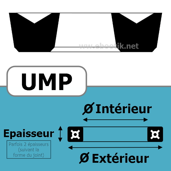 JOINT U / PISTON 44X56X5.5/6.5 UMP <br>US NBR/Nitrile Noir¤90