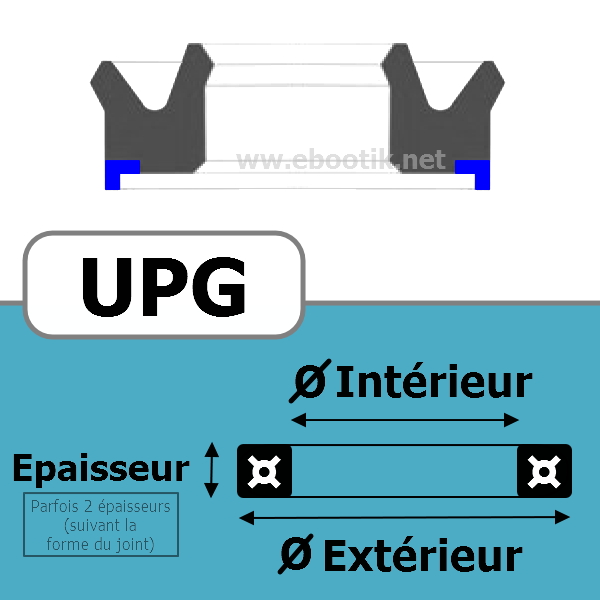 JOINT U / PISTON 40X60X13.5X6.35 UPG <br>UP PU/Polyuréthane Bleu¤94