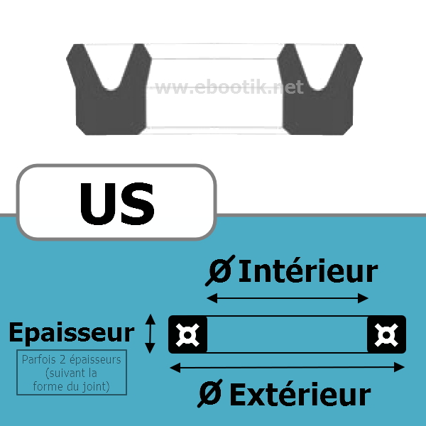 JOINT U / PISTON 7.50X16.50X3 <br>US NBR/Nitrile Noir¤90